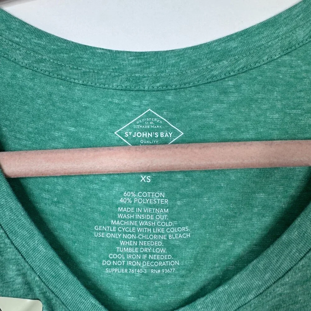 2/$30 NWT St. John's Bay Pickleball Graphic Tee Short Sleeve Green XS #A1244